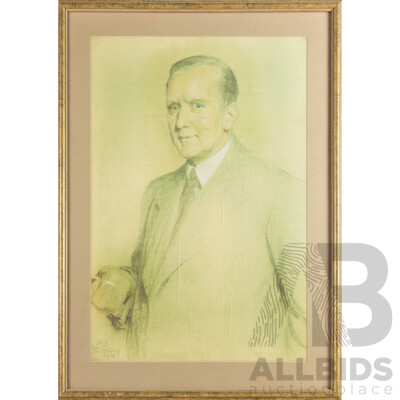 Fritz Reusing (19/20th Centuries, German, 1874-1956), Portrait of an Unknown Gentleman, Photomechanical Vintage (c1954) Reproduction Print, 90H x 65W cm (frame)