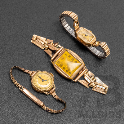 Vintage Ladies 9ct Rolled Gold Watches - Lot of 3