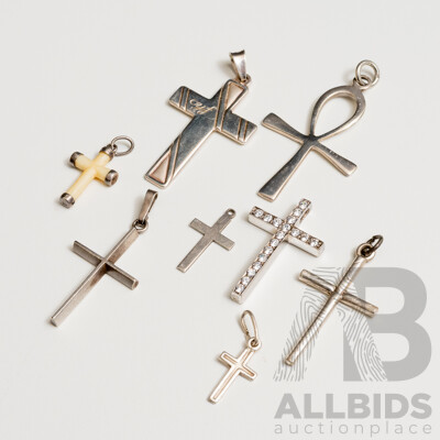 Collection of Sterling Silver Crosses - Lot of 8