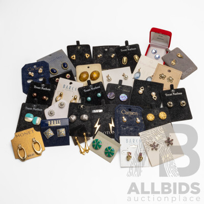 Collection of Branded Costume Stud Earrings - Lot of 30 Pairs