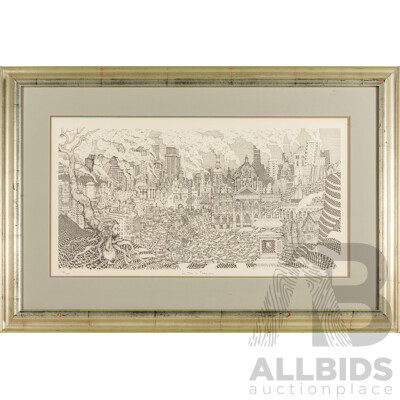 Greg Hyde (20th Century, Australian, 1950-), So This is Progress (1985), Editioned and Signed Lithograph, 62H x 92W cm (frame)