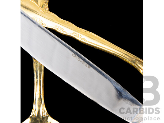Grosvenor Gold Plated Cutlery Set, Lot of 56