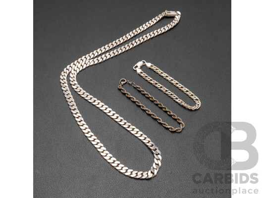 Collection of 925 Sterling Silver Bracelets & Necklace - 119.75gms