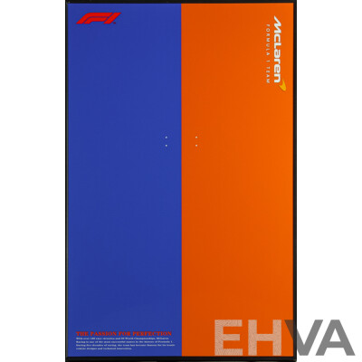 Collector's Edition Motorsport Graphic Plaque Celebrating McLaren Formula 1 Team, Framed Plexiglass Wall Panel, 80H x 50W cm (frame)