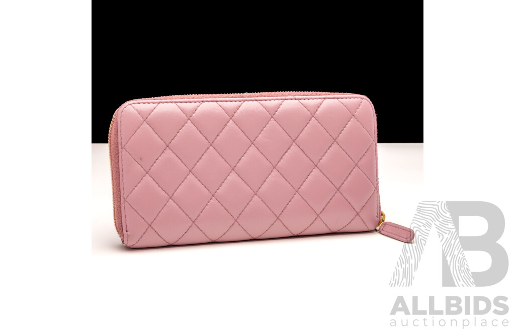 Chanel Timeless Classique Quilted Lambskin Wallet in Mauve Pink, with Box & Ribbon