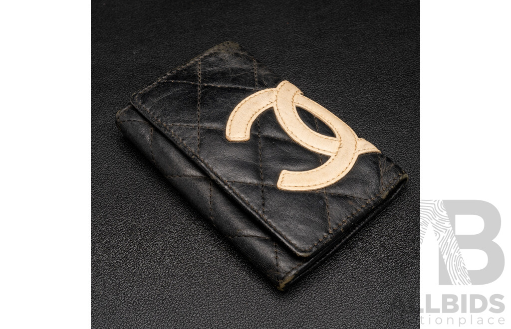 Chanel Quilted Cambon Ligne Multicles 6 Key Holder - Black/Beige/Hot Pink