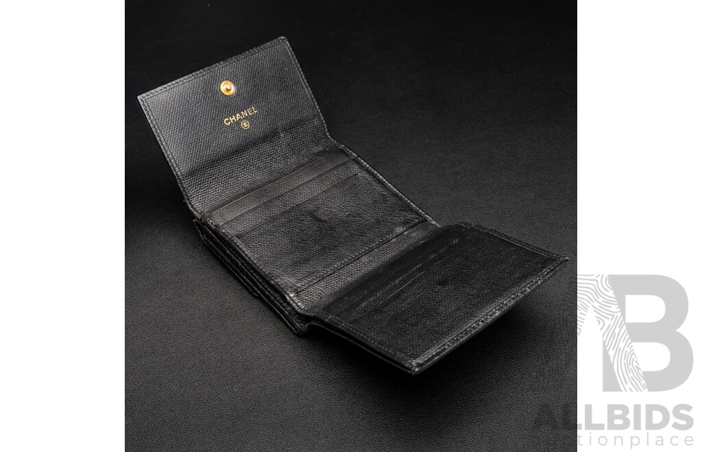 Chanel Black textured Leather Wallet - Vintage