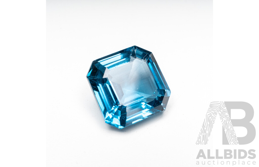 Asscher Cut Neon Blue Sapphire with Gem Report - 22.20cts