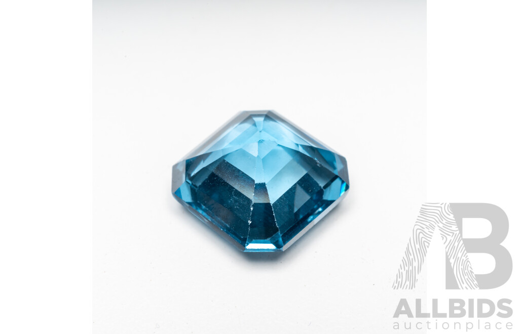 Asscher Cut Neon Blue Sapphire with Gem Report - 22.20cts