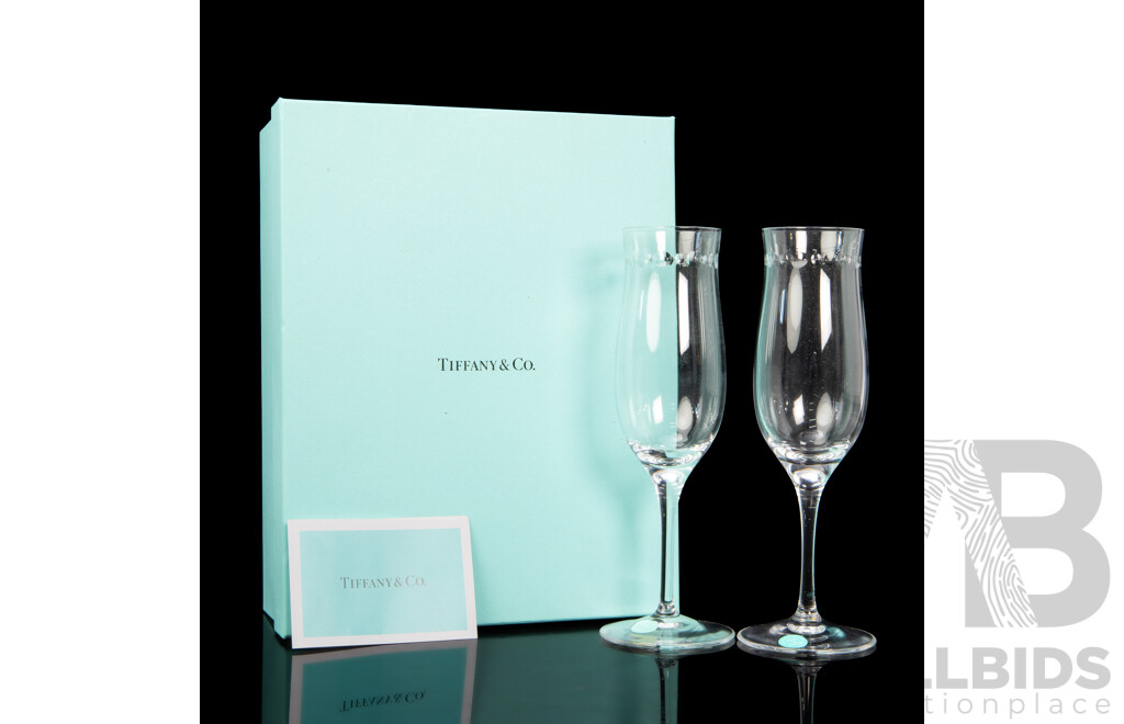 Etched Champagne Flutes by Tiffany & Co
