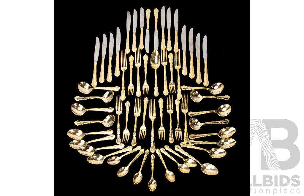 Grosvenor Gold Plated Cutlery Set, Lot of 56