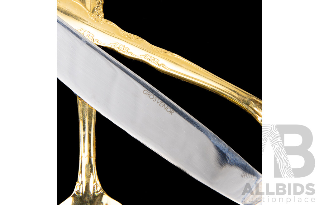 Grosvenor Gold Plated Cutlery Set, Lot of 56