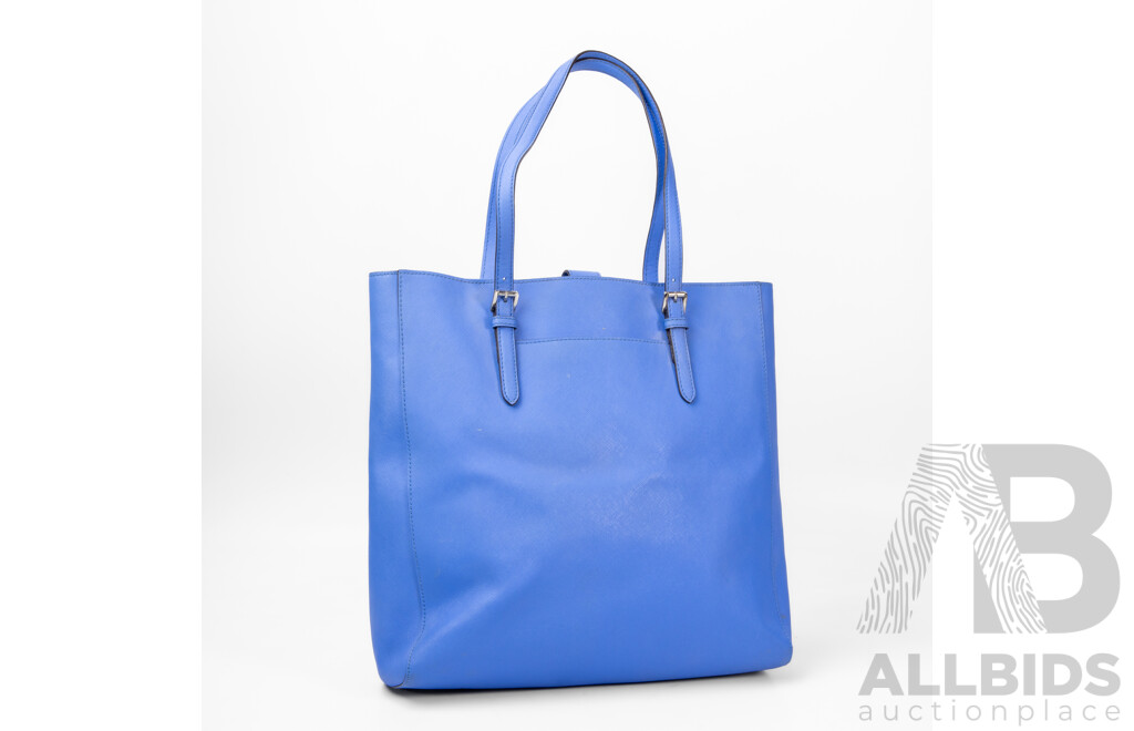 Blue Saffiano Leather Jet Set Charlotte Tote Bag by Michael Kors