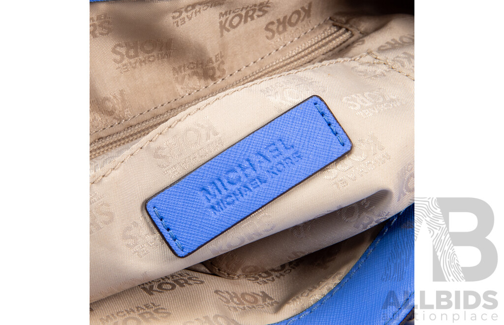 Blue Saffiano Leather Jet Set Charlotte Tote Bag by Michael Kors