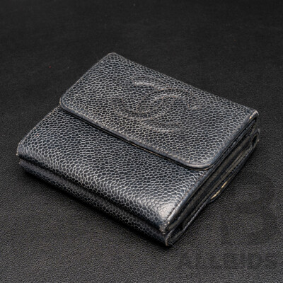 Chanel Black Caviar Leather Wallet - Vintage