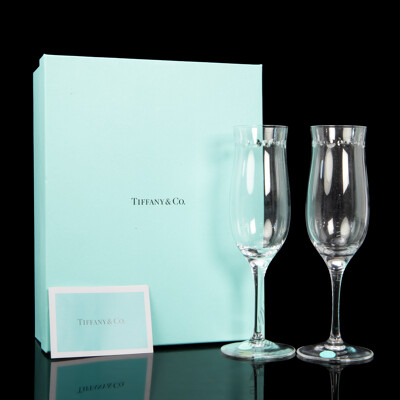 Etched Champagne Flutes by Tiffany & Co