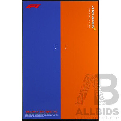 Collector's Edition Motorsport Graphic Plaque Celebrating McLaren Formula 1 Team, Framed Plexiglass Wall Panel, 80H x 50W cm (frame)
