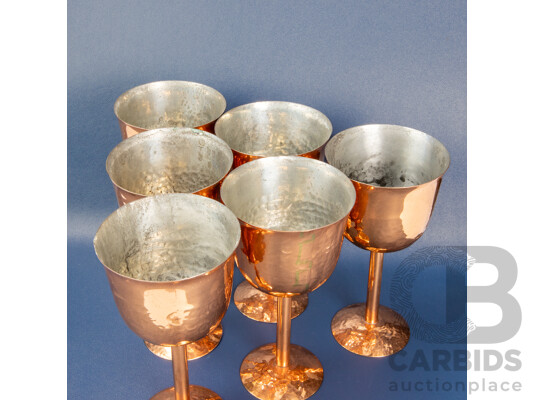 Collection of Hand Beaten Copper Goblets by Berczi
