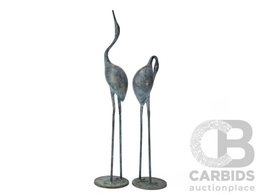 Pair of Cast Metal Stalk Figures