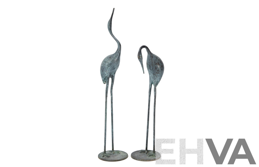 Pair of Cast Metal Stalk Figures