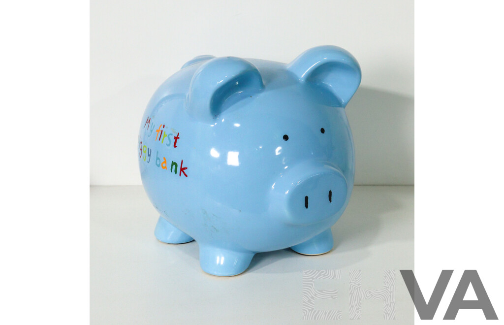 Large Blue 'My First Piggy Bank'