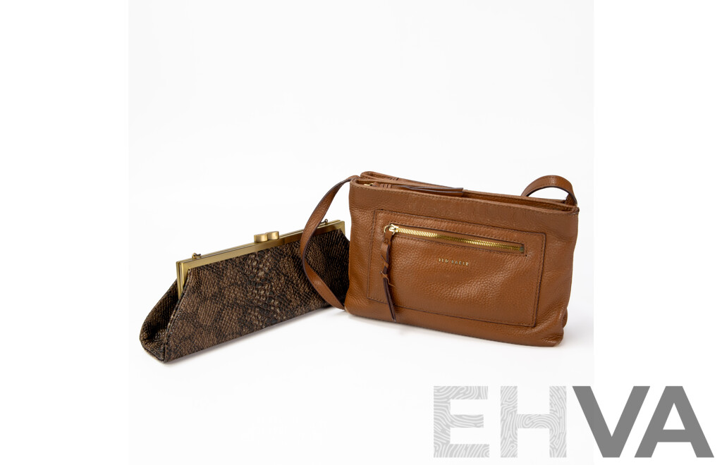 Ted Baker Brown Crossbody with Olga Berg Brown Snakeskin Embossed Bag