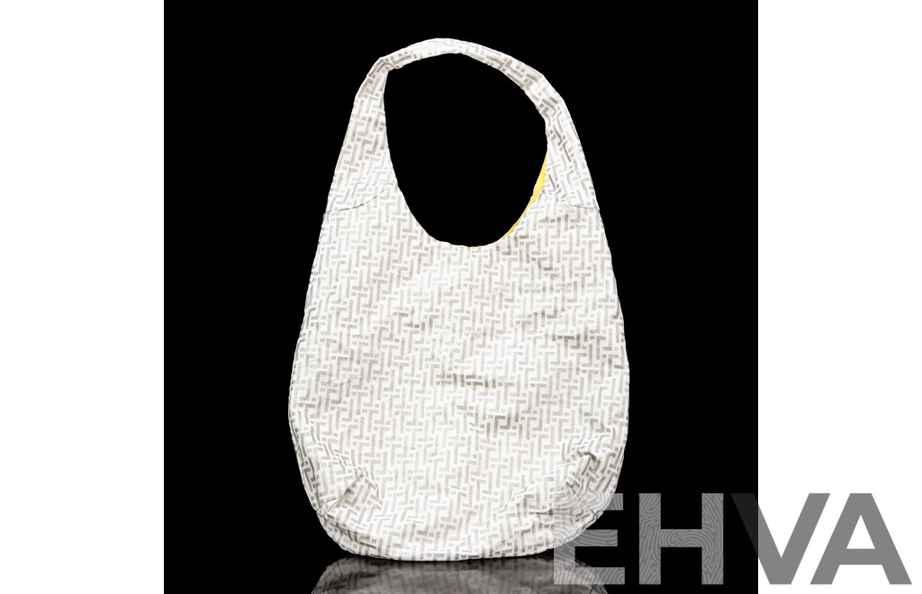 White and Silver Printed Cotton Tote Bag by Trinny, London