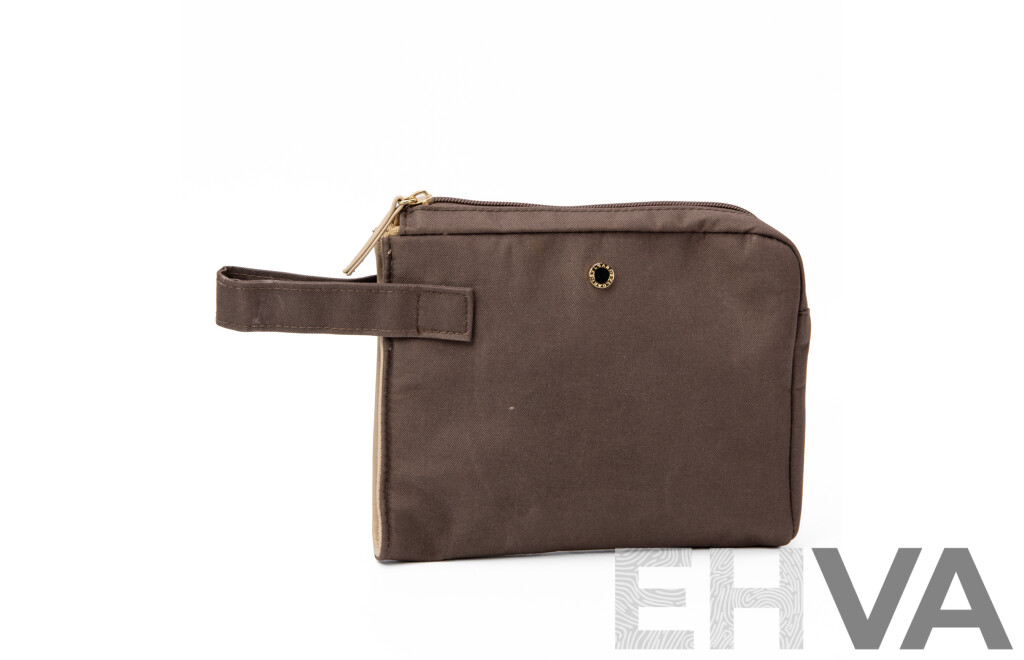 Brown Canvas Bathroom Bag by BVLGARI