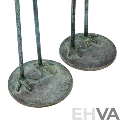 Pair of Cast Metal Stalk Figures