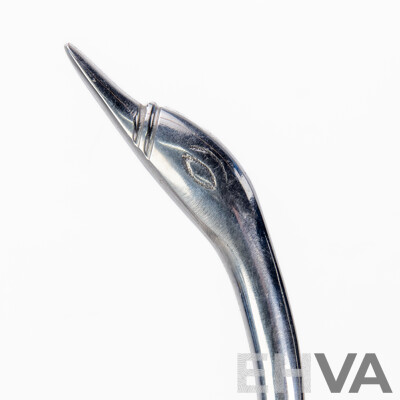 Pair of Stylized Metal Swan Figures