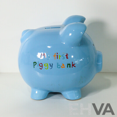 Large Blue 'My First Piggy Bank'