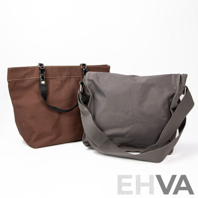 Pair of Kenneth Cole Bags - Grey Messenger Bag and Brown Tote Bag