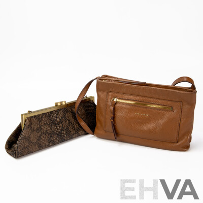 Ted Baker Brown Crossbody with Olga Berg Brown Snakeskin Embossed Bag