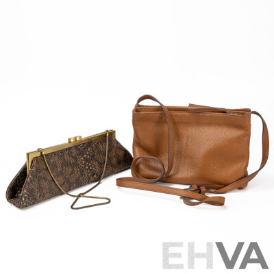 Ted Baker Brown Crossbody with Olga Berg Brown Snakeskin Embossed Bag
