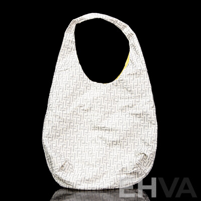 White and Silver Printed Cotton Tote Bag by Trinny, London