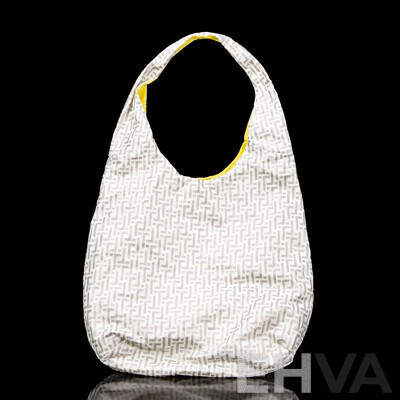 White and Silver Printed Cotton Tote Bag by Trinny, London