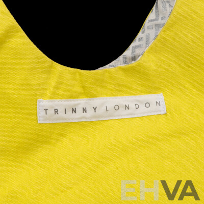 White and Silver Printed Cotton Tote Bag by Trinny, London