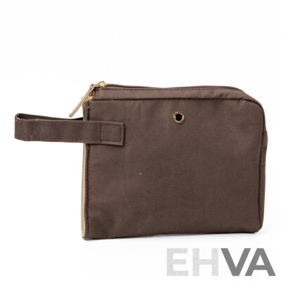 Brown Canvas Bathroom Bag by BVLGARI