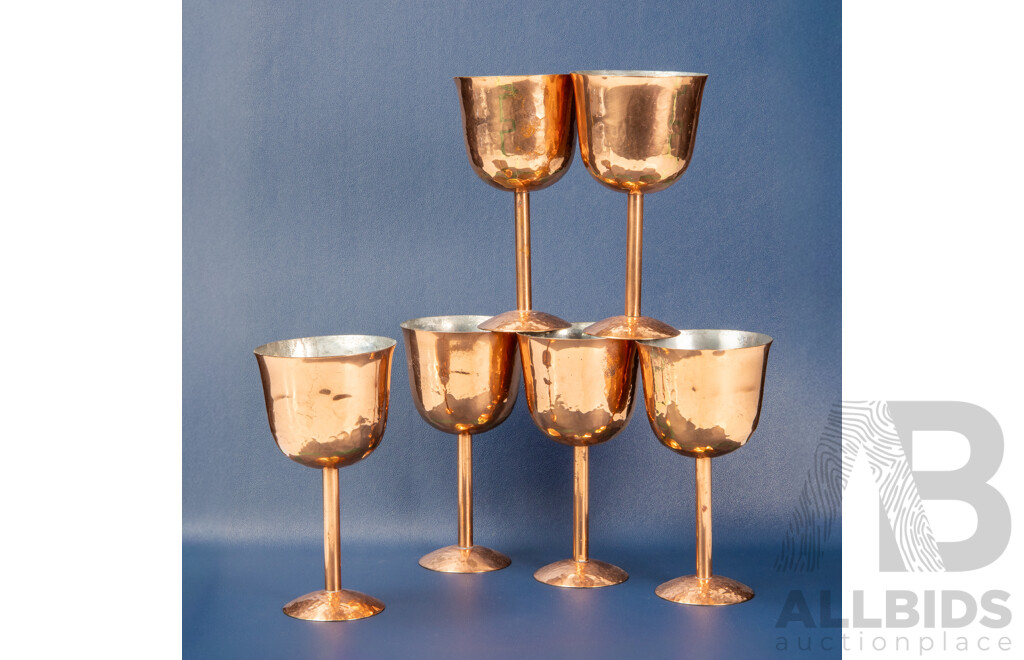 Collection of Hand Beaten Copper Goblets by Berczi