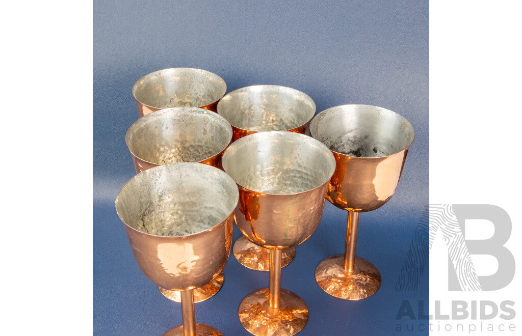 Collection of Hand Beaten Copper Goblets by Berczi