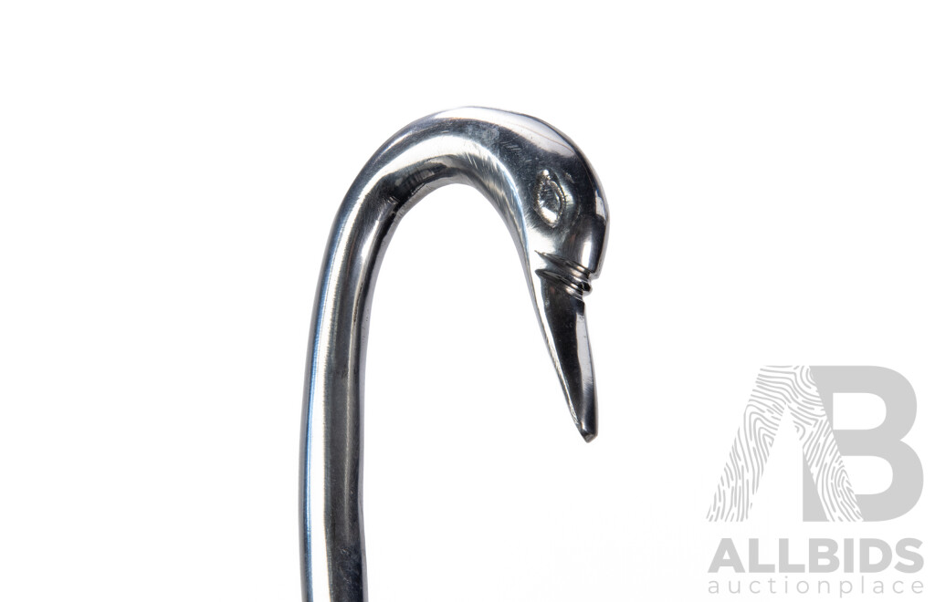 Pair of Stylized Metal Swan Figures