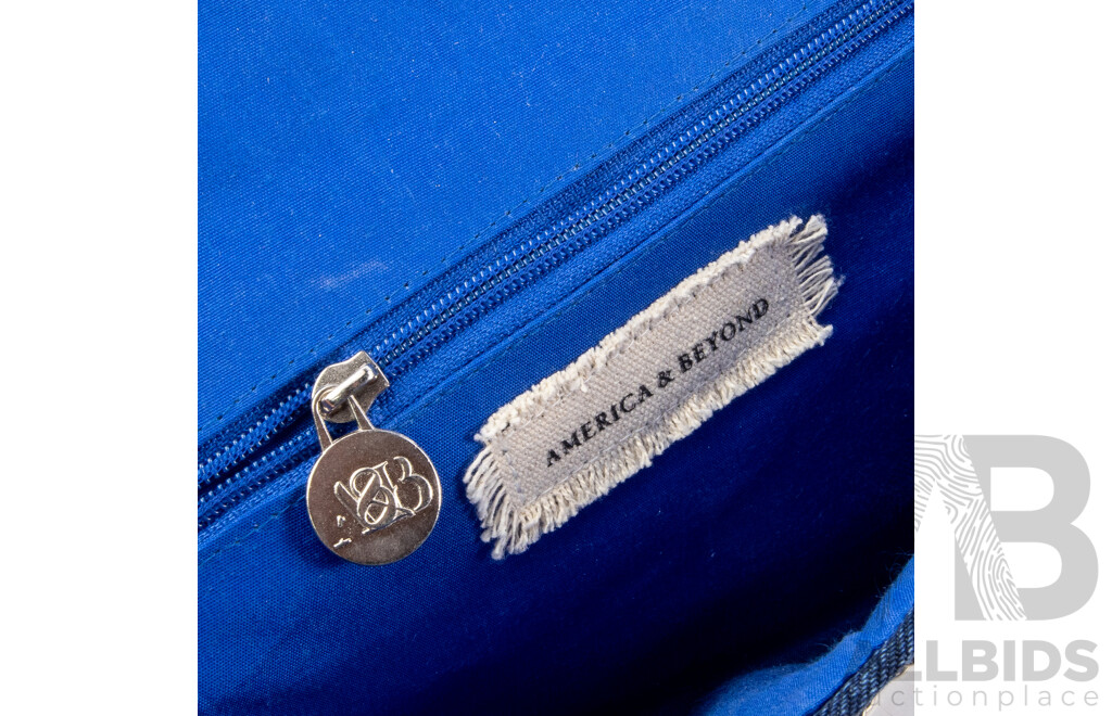 Hand Embroidered & Denim Clutch Handbag by America & Beyond