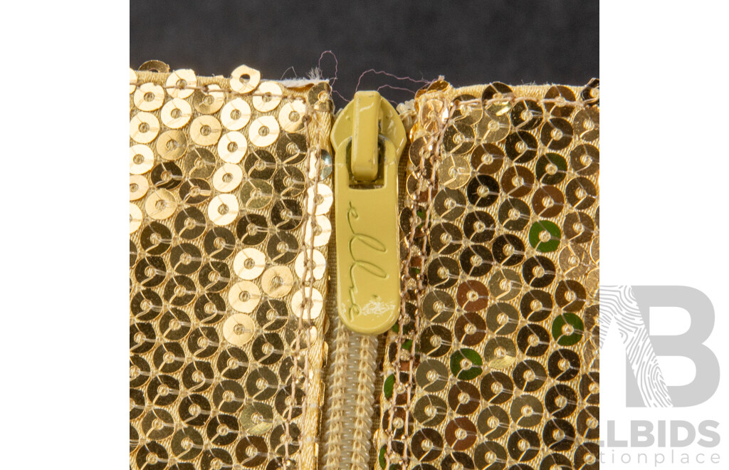 Pair of Ellie Gold Sequin Knee-High Heels - Size 7