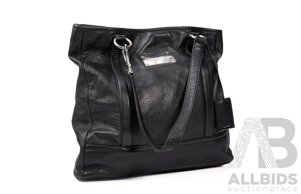 Calvin Klein Black Leather Tote Bag