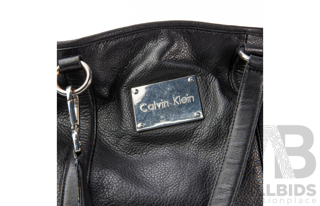 Calvin Klein Black Leather Tote Bag