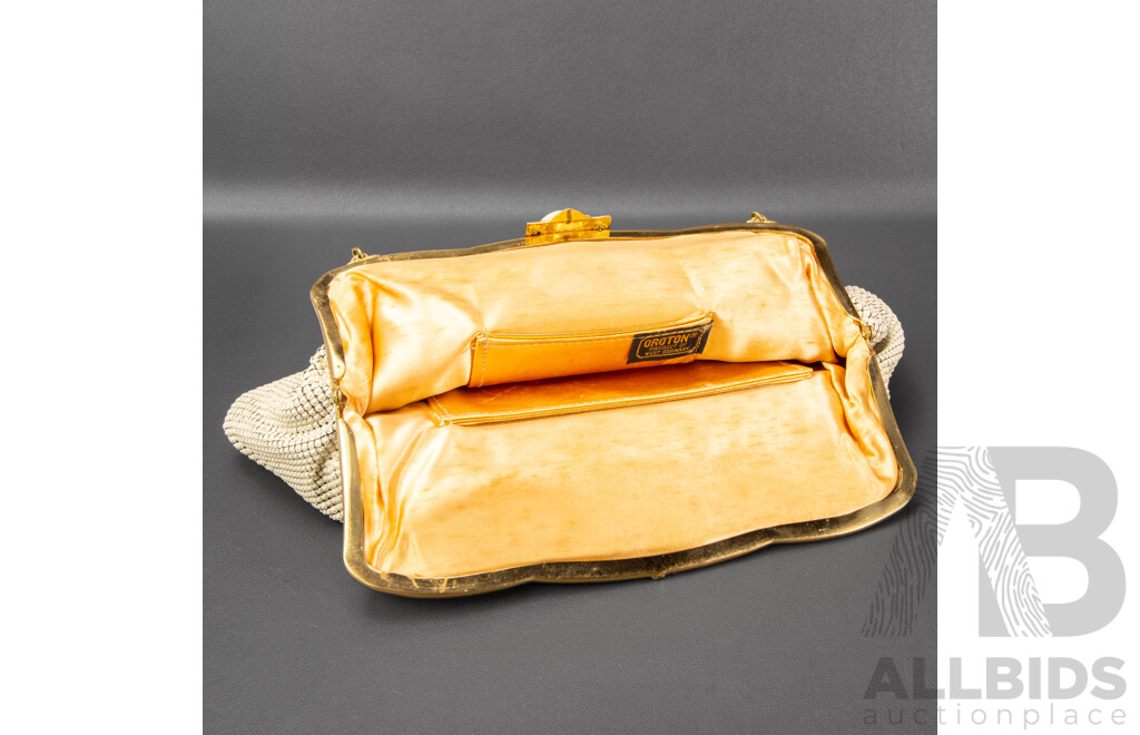 Pair of Oroton Handbags - West German Mesh Evening Bag and Black Snap Closure Bag with Dust Bag