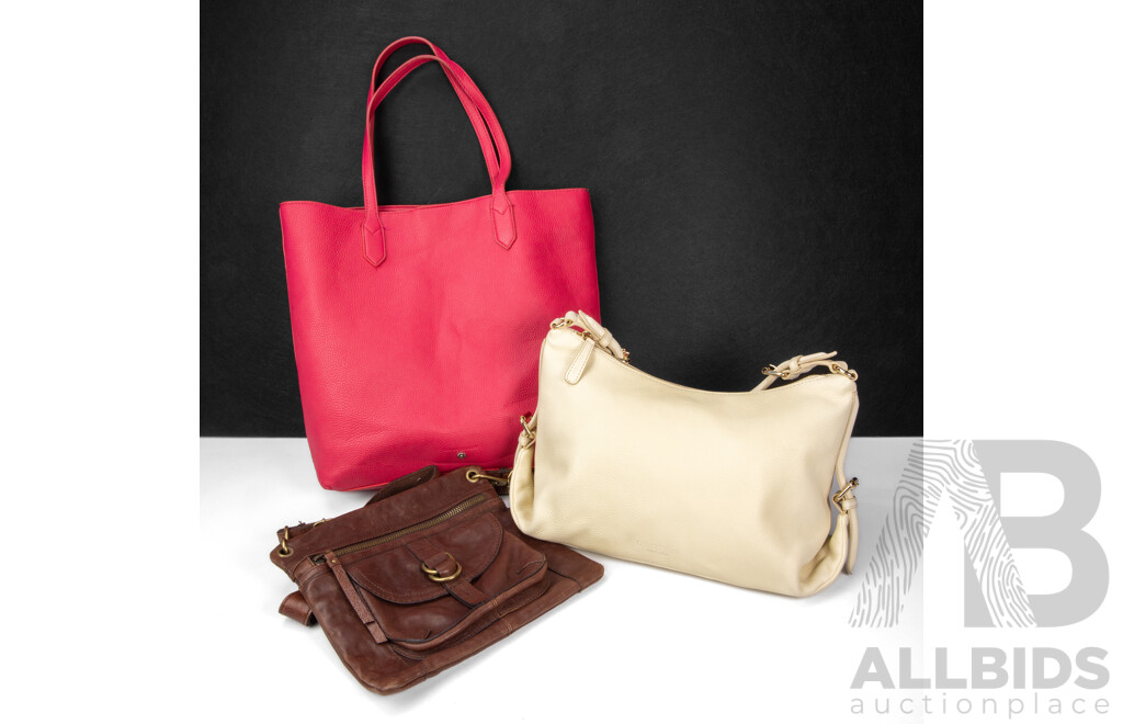Collection of Three Bags Including Oroton, Laura Ashley, and Fossil