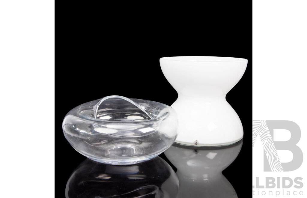 Large Krosno Float Bowl with Art Glass Vase