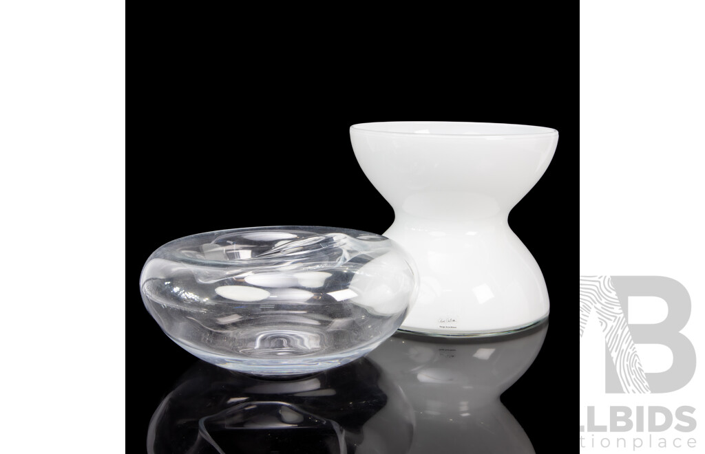 Large Krosno Float Bowl with Art Glass Vase