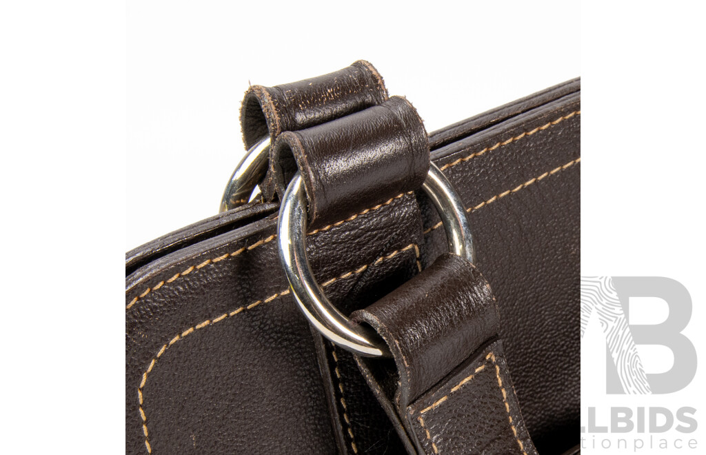 Furla Brown Leather Handbag with Front Buckle Accent